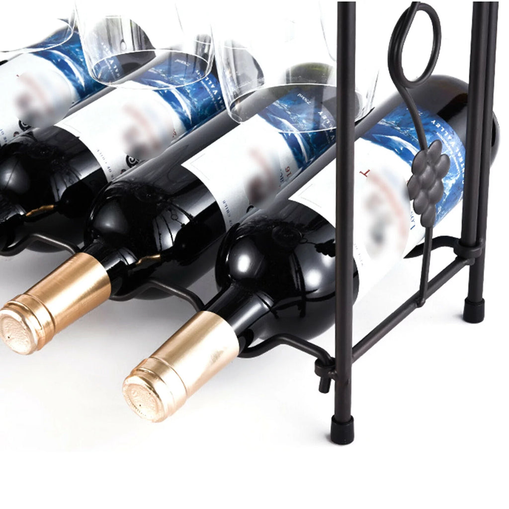 ZhdnBhnos 2-Tier 8 Bottles Stackable Wine Rack Countertop Glasses Storage Organizer Floor Standing Holder Display Shelf