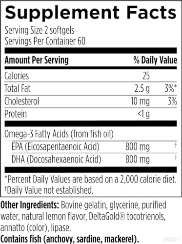 Designs for Health OmegAvail Hi-Po - TG (Triglyceride) Omega-3 Fish Oil Supplement, 1600mg EPA/DHA per Serving with Lemon + Vitamin E to Minimize Fishy Taste
