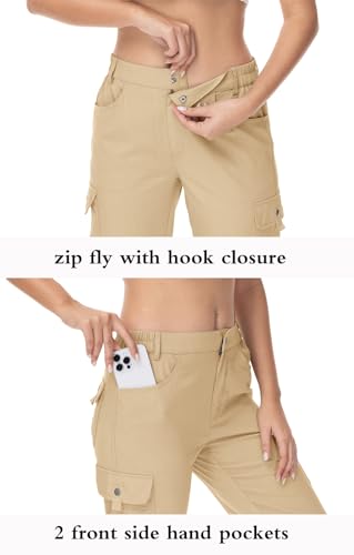 YSENTO Womens Cargo Hiking Pants with 6 Pockets Lightweight Stretch Quick Dry Camping Travel Pants Roll Up