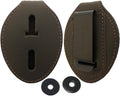 Oval Police Badge Holder Belt Clip - Also Use Around The Neck - Dark Brown - Perfect Fit USA