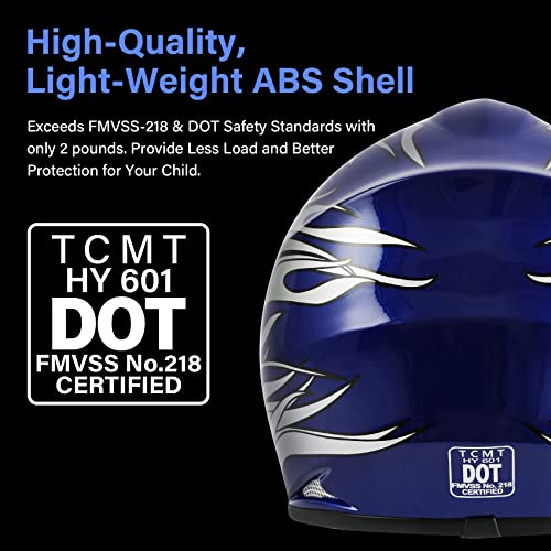 SLMOTO Youth Kids Dot Helmet Motorcycle Motocross Youth Helmet Offroad Street Bike Dirt Bike ATV UTV BMX Quad Bike MTB Go-Kart 4 Wheel Helmet Goggles Gloves