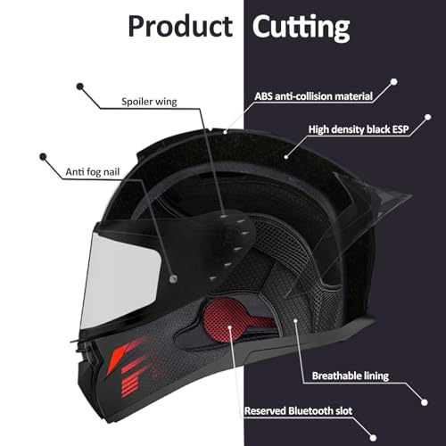 Full Face Motorcycle Bluetooth Helmet DOT FMVSS-218 Integrated Motorcycle Helmet Anti-Fog Visors Flip Up Helmet Modular Bluetooth Helmet Built-in Bluetooth Intercom Communication