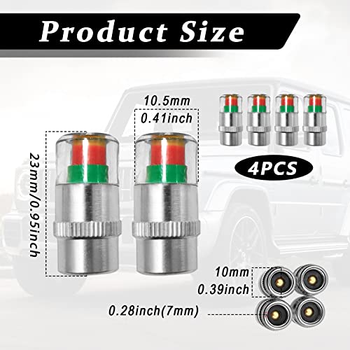 Tire Pressure Monitor Valve Stem Caps, Universal 32PSI Car Tire Pressure Monitor Valve Stem Caps Sensor Indicator, 3 Colors Alarm Tire Indicator, Universal Valve Stem Caps for Cars, SUVs, Trucks