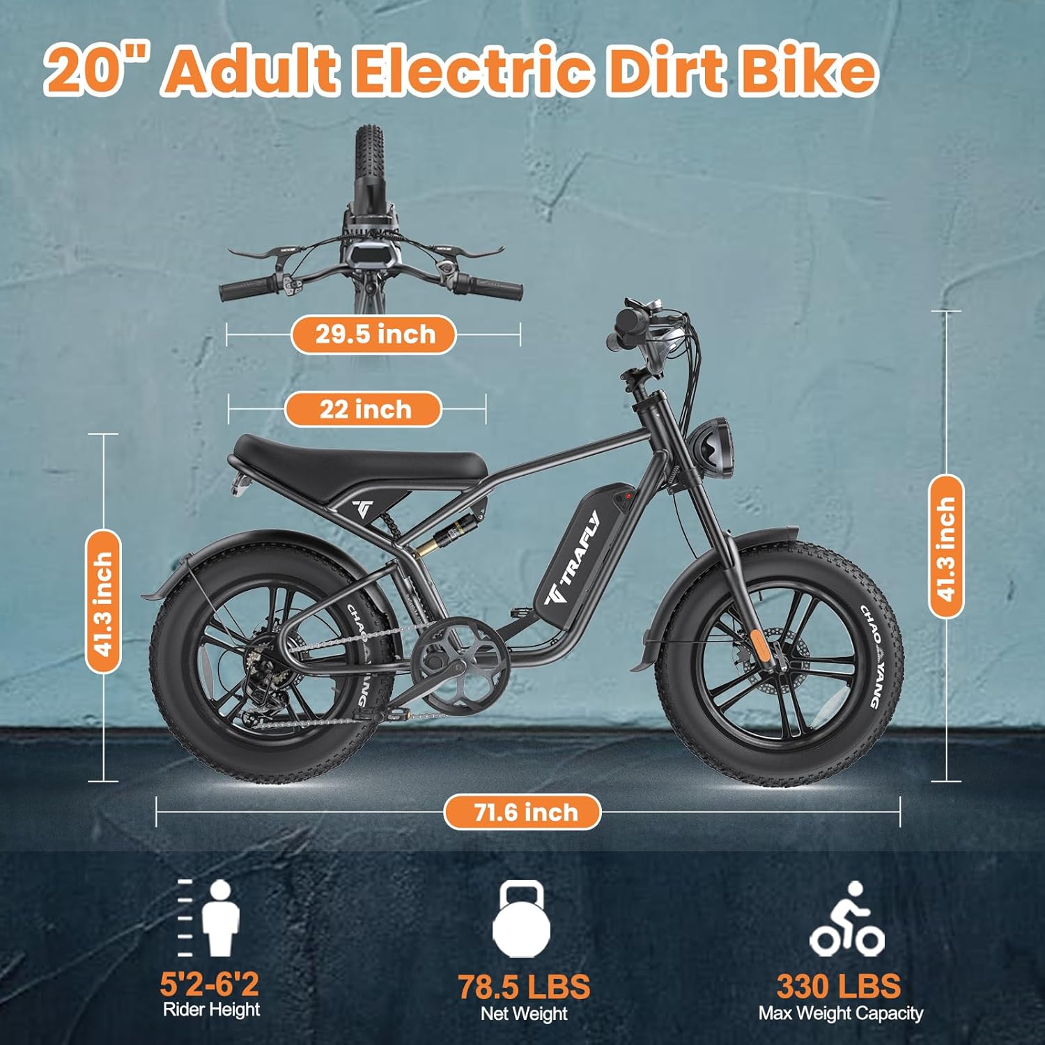 Electric Bike,20''Fat Tire Dirt Bike,with1500W Peak Motor/48V15.6Ah Removable Battery Electric Bicycles,30MPH &75 Miles,Dual Shock Absorber and Acc Cruise Control Ebike for Adults