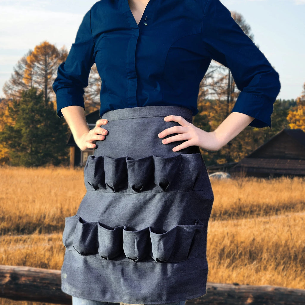 Backyard Barnyard 12 Pocket Soft Durable Denim Egg Gathering Apron FREE BURLAP GIFT BAG INCLUDED!  Collecting Chicken Duck Quail Poultry Eggs