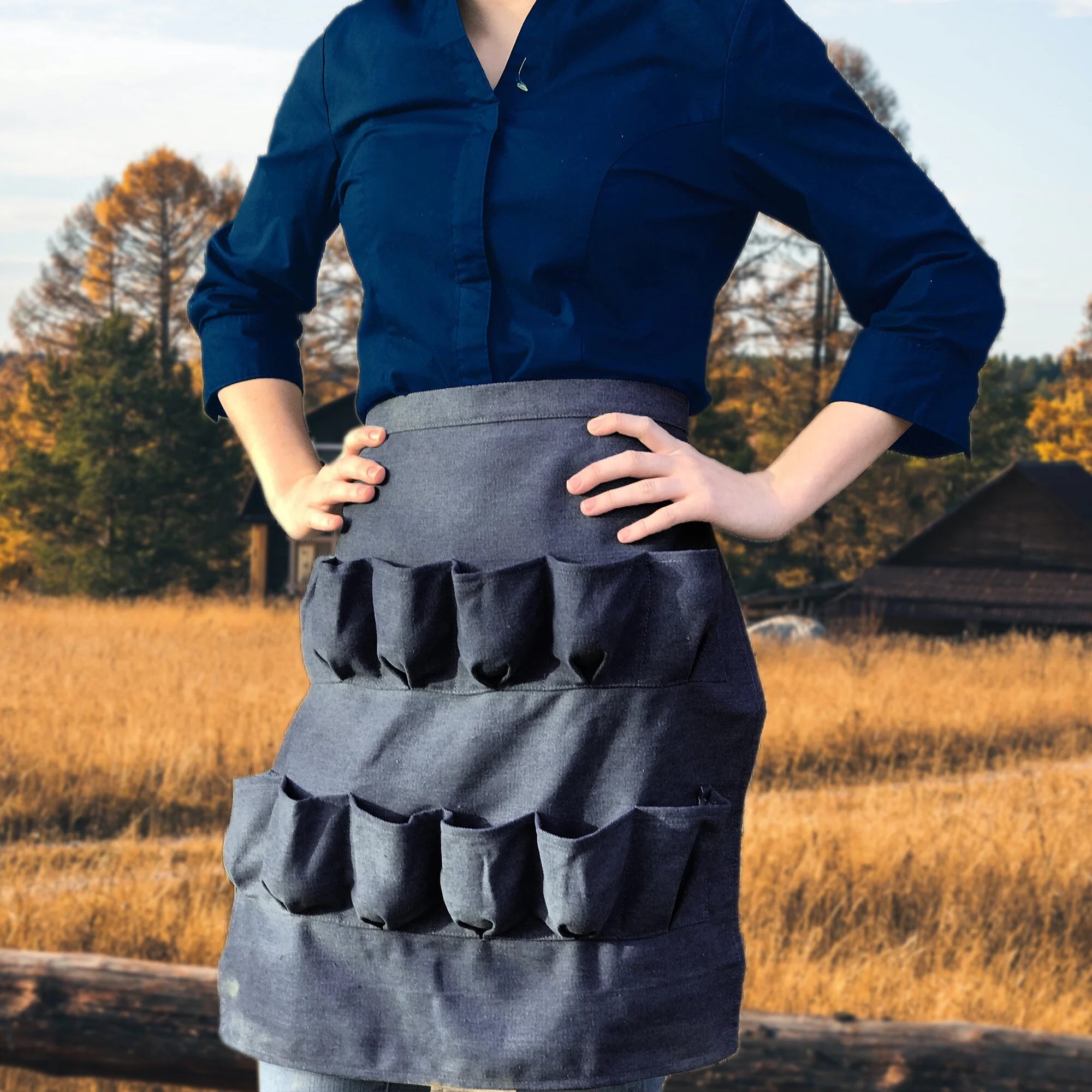 Backyard Barnyard 12 Pocket Soft Durable Denim Egg Gathering Apron FREE BURLAP GIFT BAG INCLUDED!  Collecting Chicken Duck Quail Poultry Eggs