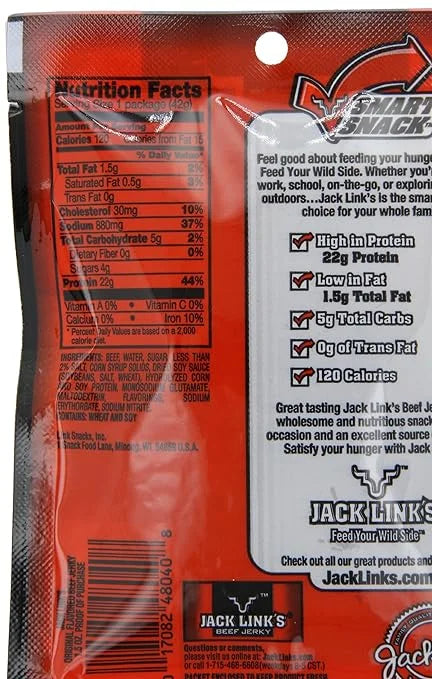 Jack Link's Beef Jerky, Original, 1.5-Ounce Bags (Pack of 10)