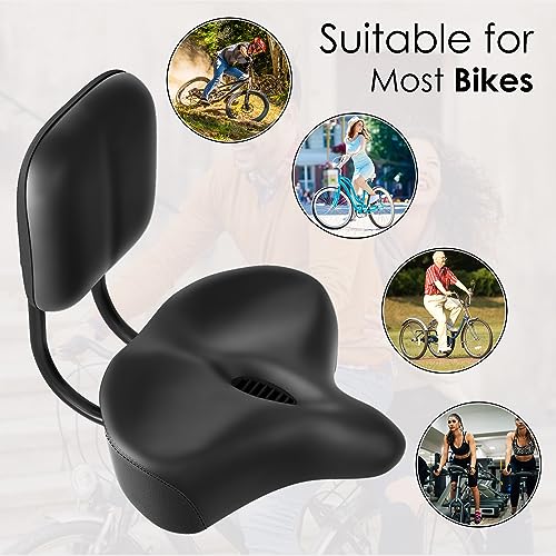 MOONCOOL Backrest Saddle Bike Seat with Backrest, 11.5" x 9.5" Bicycle Tricycle Saddle Seat with Back Support, Oversize Comfort Saddle with Back Rest