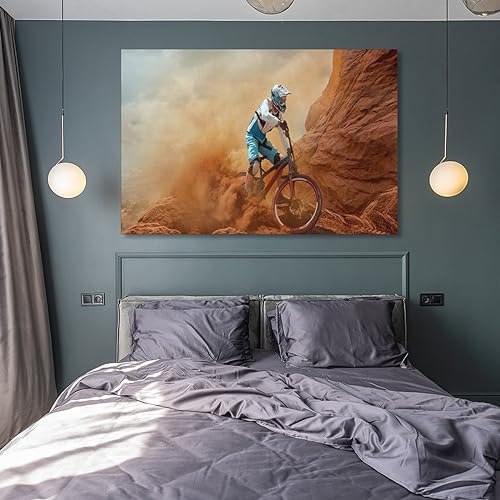 THAELY Bike Canvas Wall Art Bike Cyclocross Pictures Wall Decor Print Bike Cyclocross Posters Extreme Sport Canvas Painting Posters And Prints Wall Art Pictures for Living Room Bedroom Decor