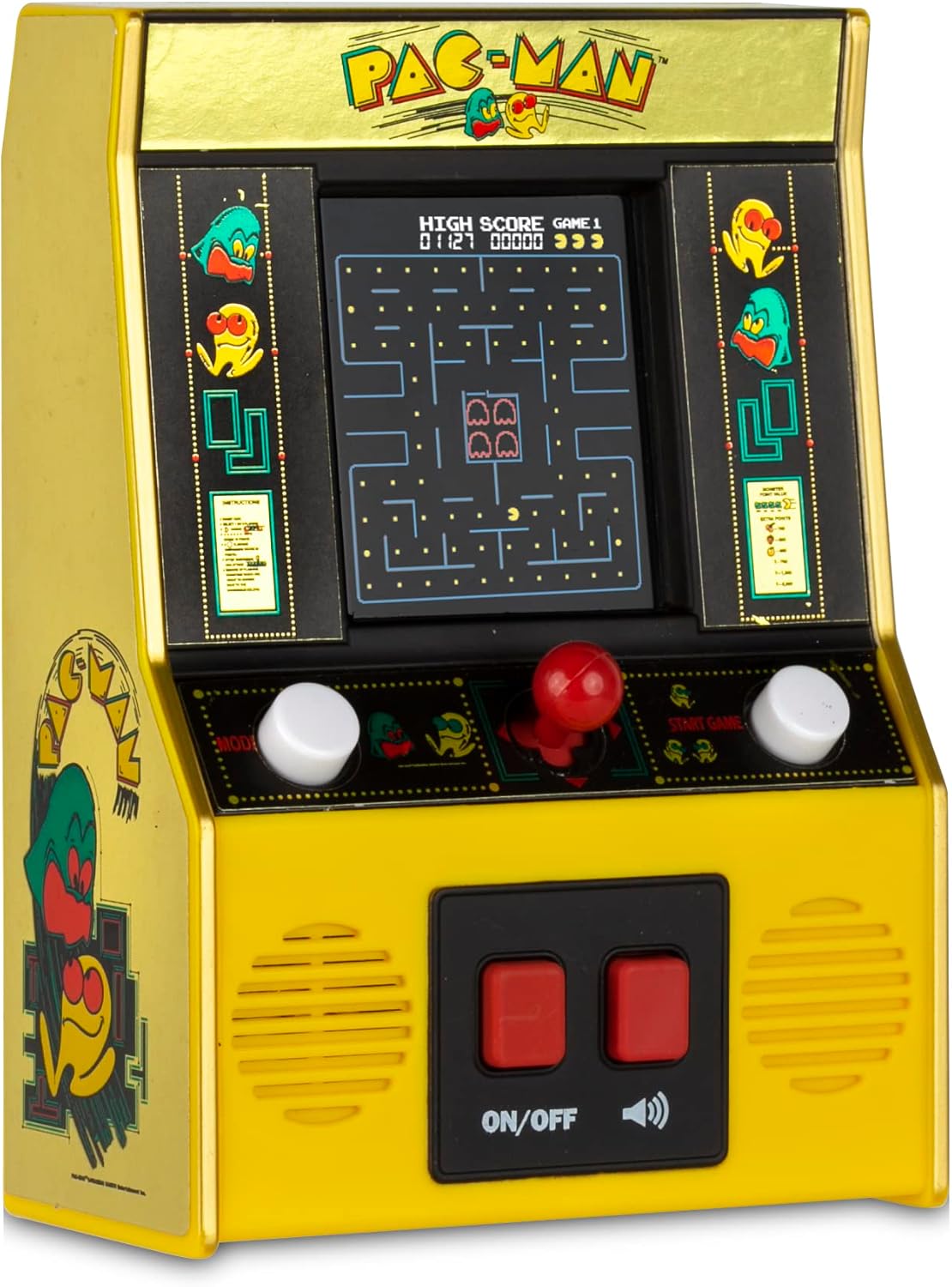 Basic Fun Arcade Classics - Pac-Man Color LCD Retro Mini Arcade Game, 2 Players, Yellow