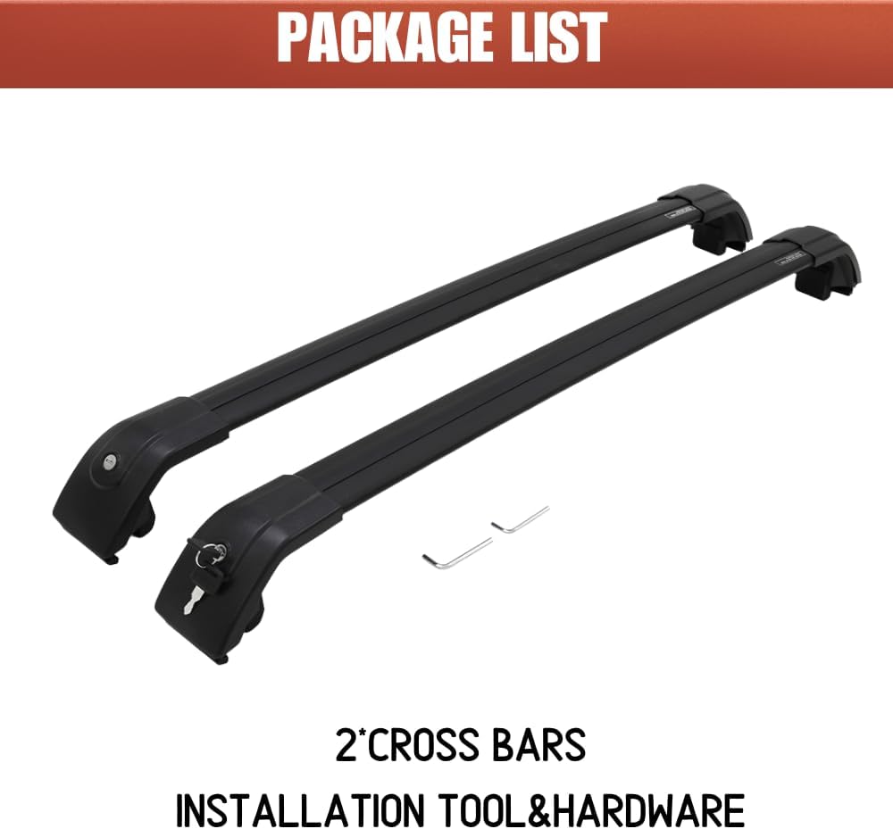 Roof Rack Cross Bars Fit for Hyundai Kona 2018-2023 Black Cargo Carrier Bag Luggage Kayak Bike Snowboard Skiboard