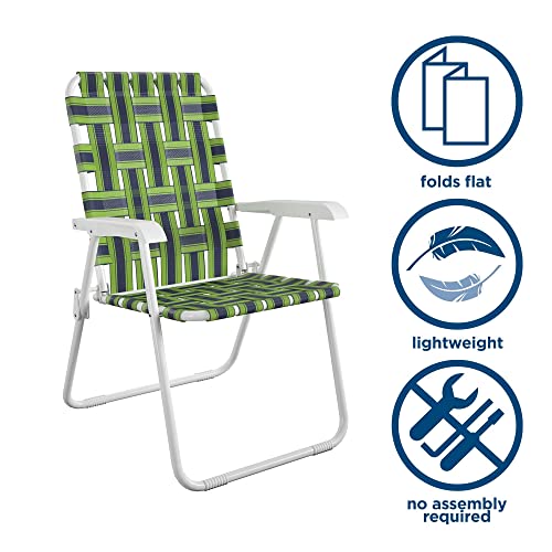 CoscoProducts Folding Lawn Chairs, 2-Pack, Blue and Green