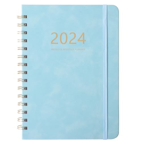 2024 Planner,Weekly and Monthly Academic Planner 2024 Spiral Bound,6.4"x8.5",Jan 2024-Dec 2024,Agenda Daily Planner Calendar Planner 2024 with Tabs(Brown)