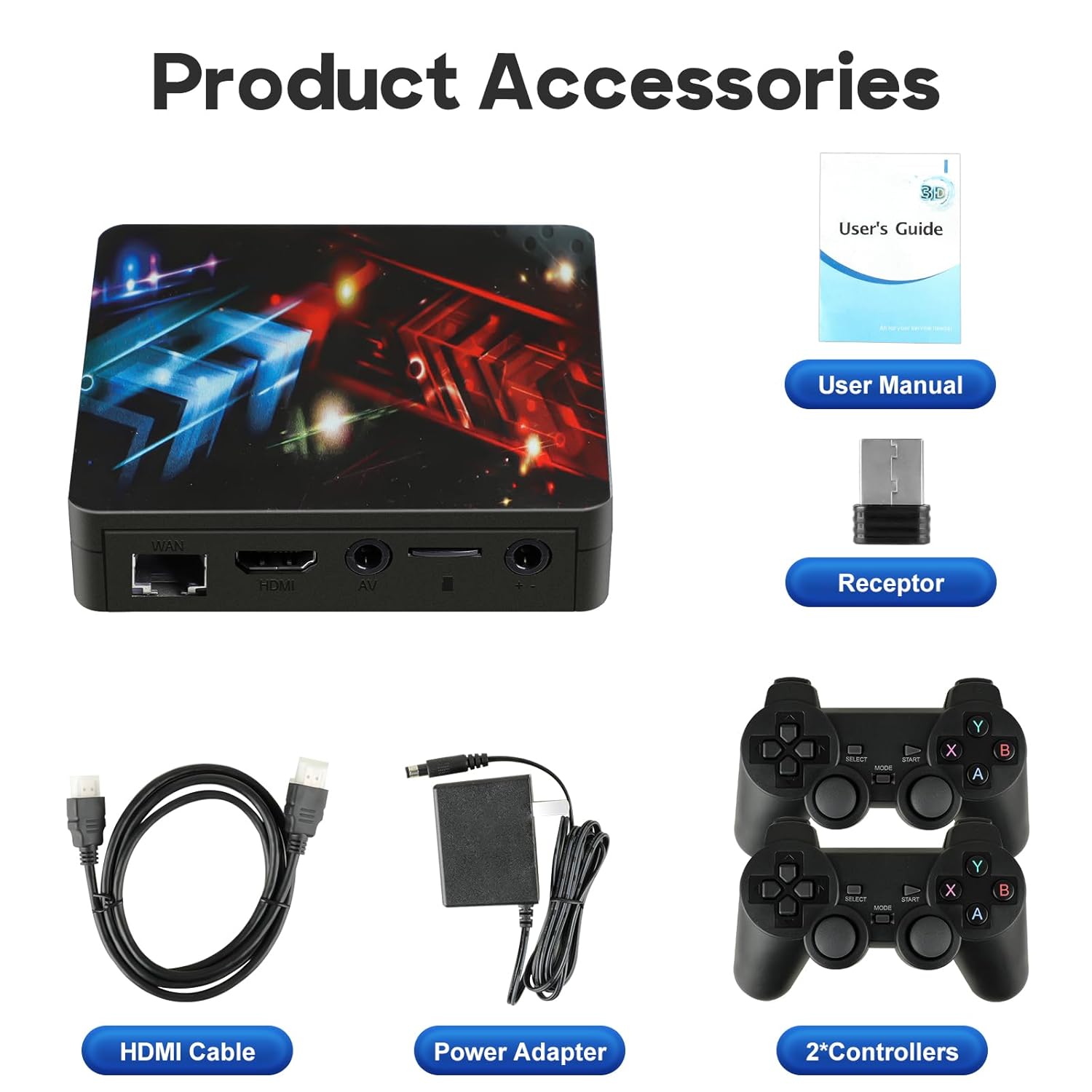 Akaxi Arcade Game Box, Plug and Play Retro Game Console, Pre-installed with over 20,000 classic games, 4K HD Output，TV PC Projector, Supports Up to 4 Players, Search, Save, Hide, Favorites List