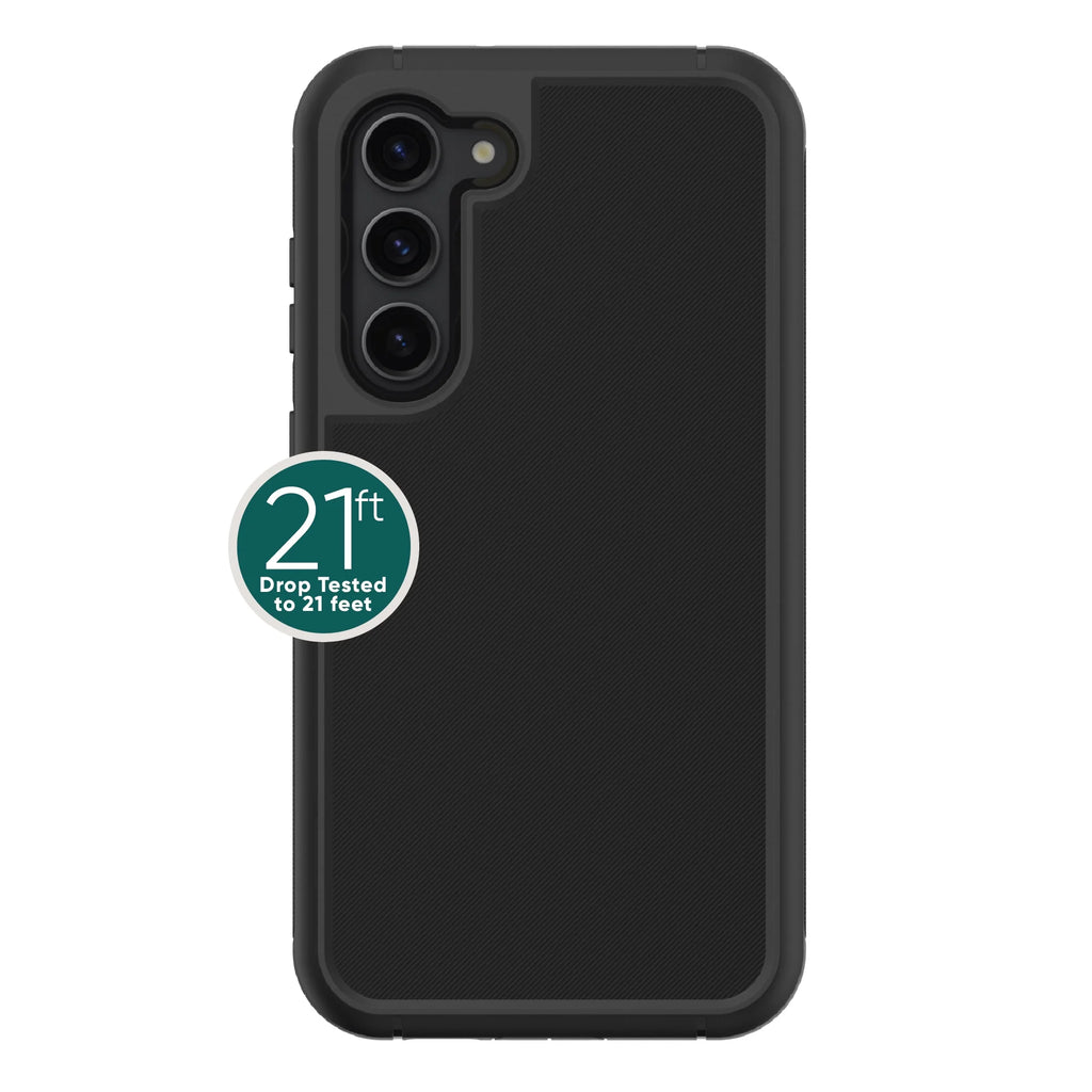 onn. Rugged Phone Case with Holster for Samsung Galaxy S23 5G - Black