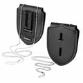 1 Pack Sheriff Badge Shield Holder with Faux Leather Wrapped Heavy Duty Steel Belt Clip with Stainless Steel Necklace, Universal, Black, Deputy Badge Holder, 8x3 inch (1 Pack)