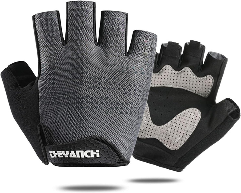 Half Finger Workout Gloves for Men and Women, Exercise Gloves for Weight Lifting, Cycling, Gym, Training, Breathable and Snug Fit(XL, Gray)