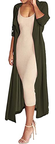 Begonia.K Women's Long Sleeve Chiffon Lightweight Maxi Sheer Duster Cardigan