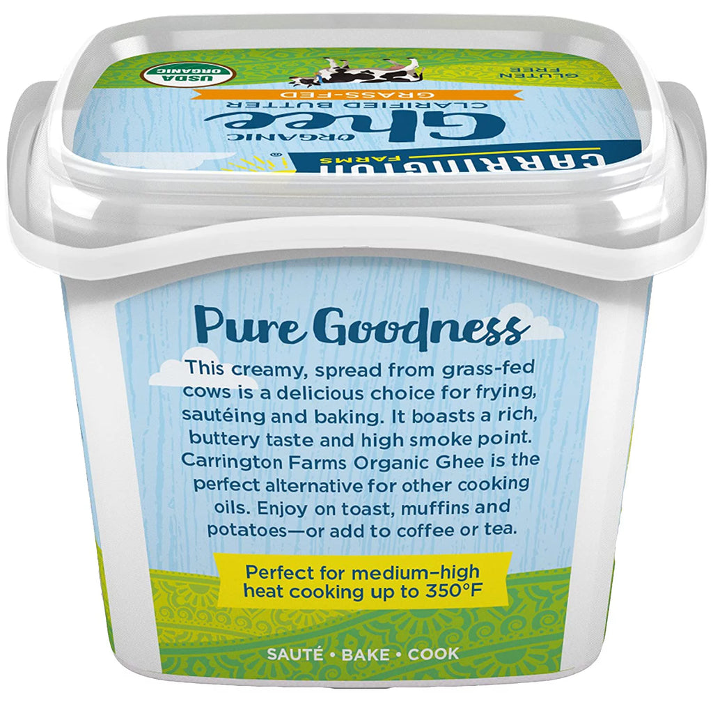 Carrington Farms Organic Ghee Clarified Butter Grass Fed 12 fl oz Pack of 4