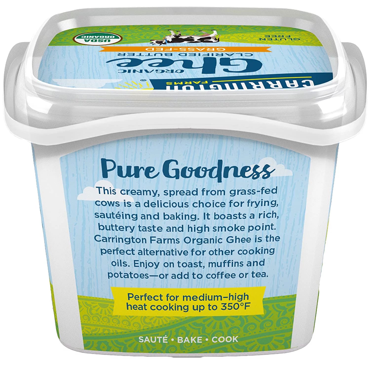Carrington Farms Organic Ghee Clarified Butter Grass Fed 12 fl oz Pack of 4