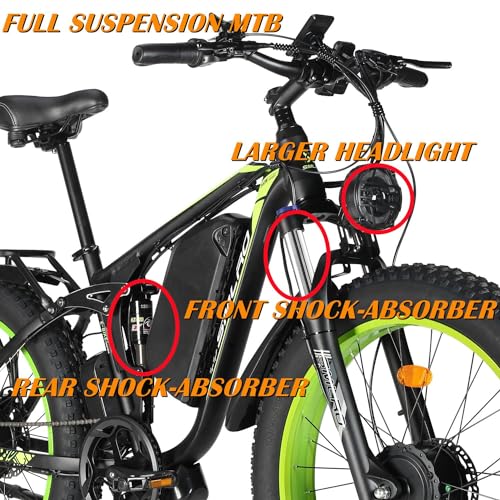 SMLRO Electric Bike V3 for Adults, Dual Motors 2000W 35MPH Electric Mountain Bicycle with 48V 22.4AH Removable Battery, 7 Speed 26" Fat Tire Full Suspension Hydraulic Disc Brake