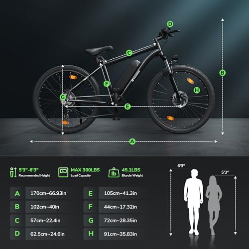 isinwheel M10 Electric Bike Adult 500W, 26" Commuting Electric Mountain Bike 20MPH Max Range 55+ Miles, Professional 35-Speed, Removable Battery, Front Fork Suspension Lightweight Electric Bicycle