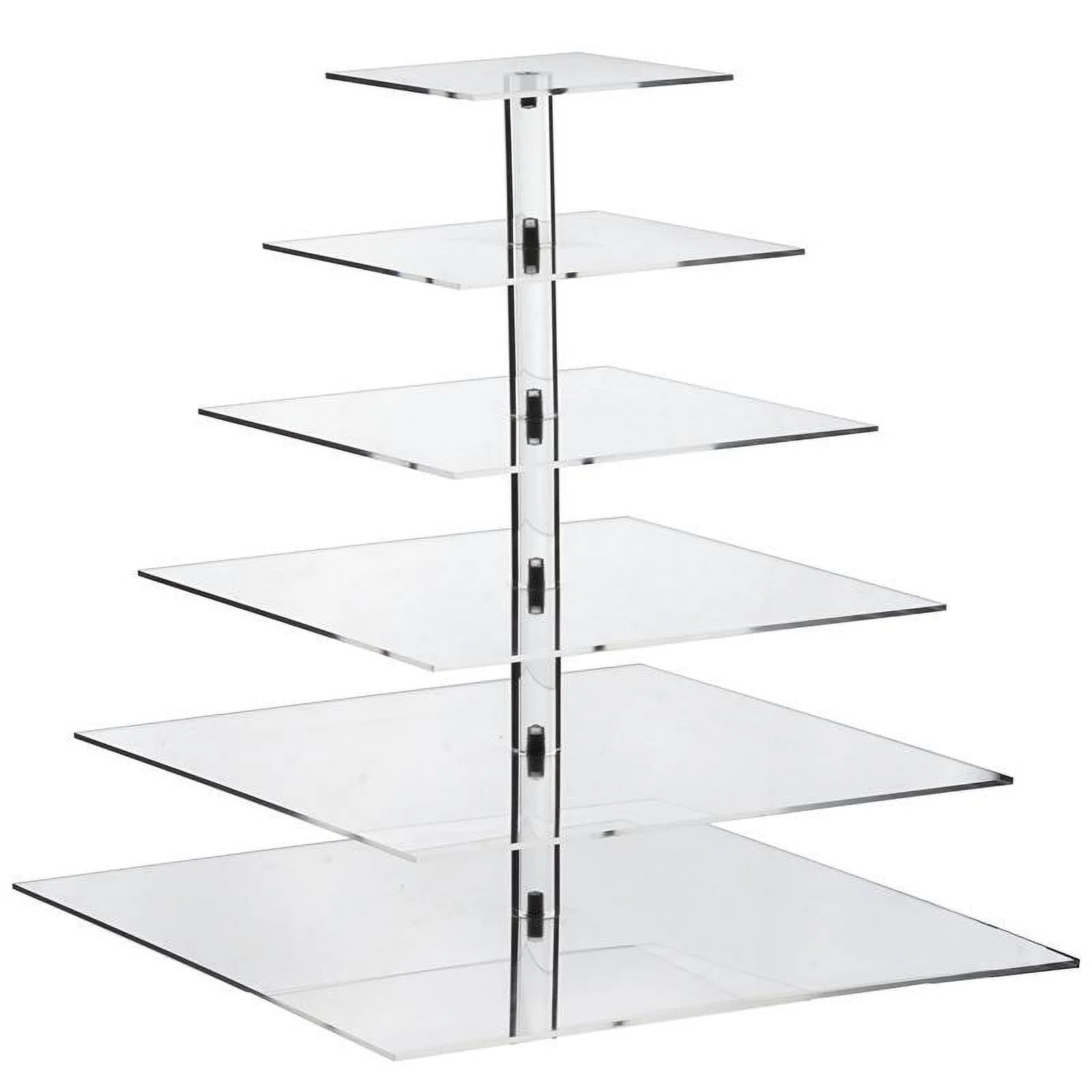 Efavormart 6 Tier Square HEAVY DUTY Acrylic Crystal Glass Clear Cupcake Dessert Decorating Stand For Wedding Birthday Party Dessert