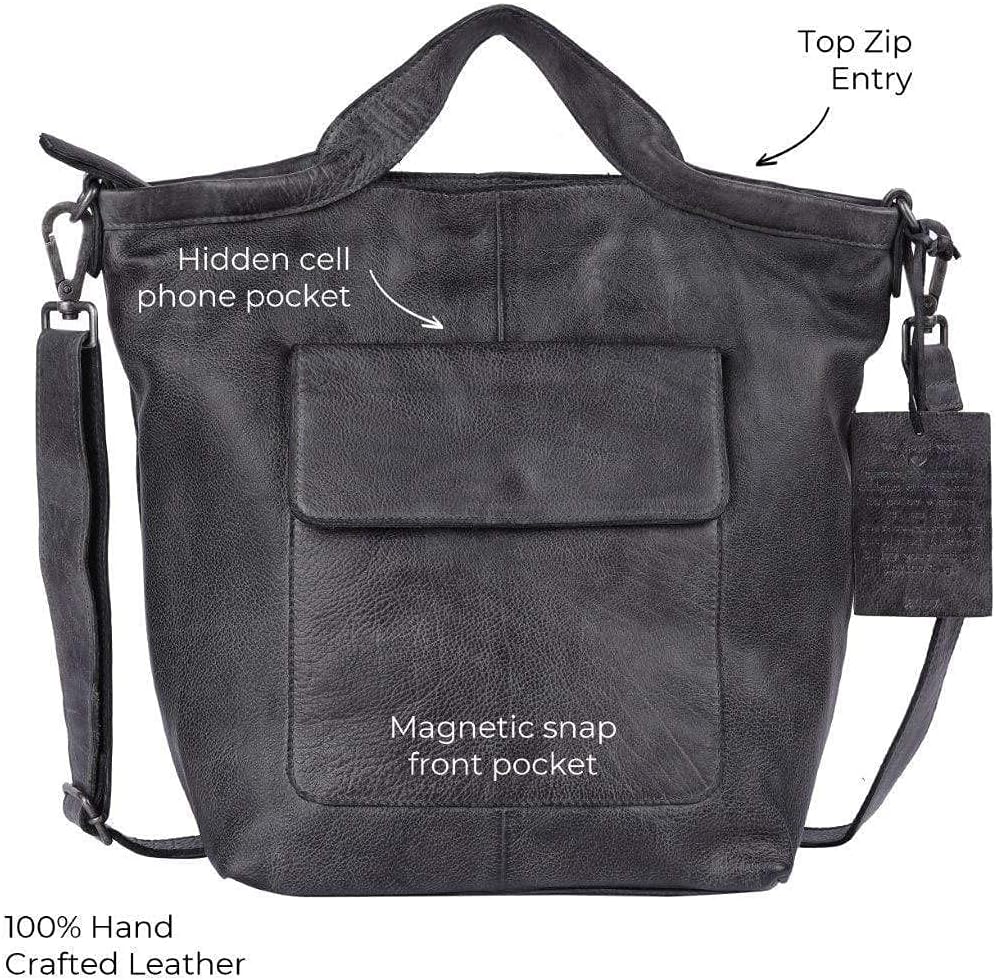 Latico Leathers Bianca Leather Tote Bag for Women (Black) - Made From 100% Authentic Leather Handcrafted by Artisans - Top Handle Crossbody Bag Versatile Women Purses and Handbags for Work & School