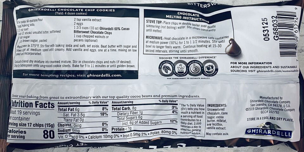 5x GHIRARDELLI 60% Cocoa Bittersweet Chocolate Chips Baking Premium 10 oz 5 PACK