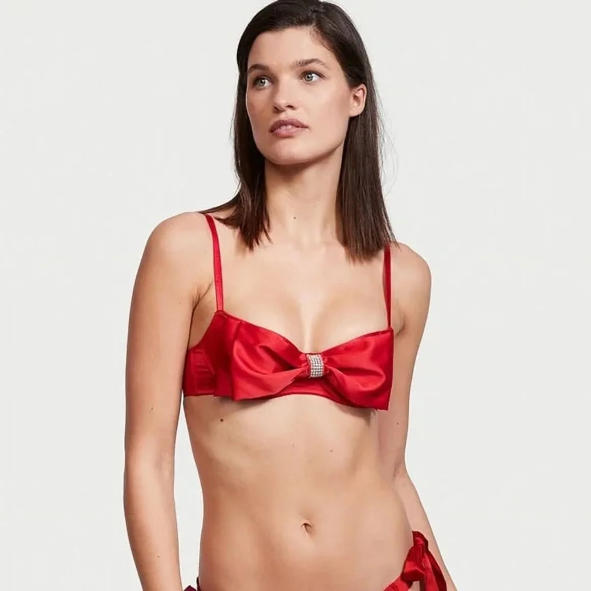 Victoria's Secret Lipstick Red Dream Angels Wicked Unlined Sheer Mesh & Bow Balconette Bra