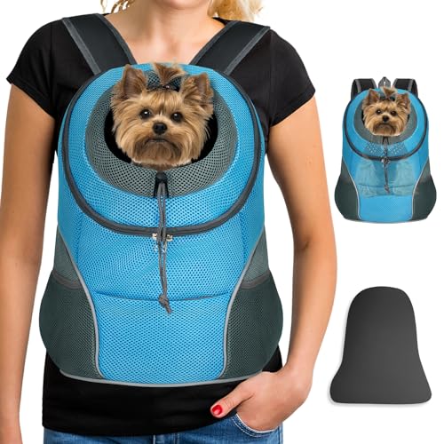 YUDODO Pet Dog Backpack Carrier Small Dog Front Carrier Pack Reflective Head Out Motorcycle Puppy Carrying Bag Backpack for Small Medium Dogs Cats Rabbits Outdoor Travel Hiking Cycling