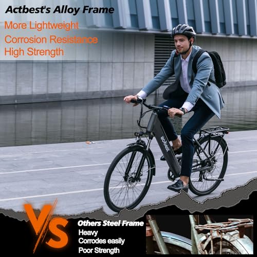 ACTBEST Core Electric Bike for Adults - 468Wh Removable Battery, 26 inch Step Thru Electric Bicycle, Peak 500W Brushless Motor Cityrun Ebike, with 7 Speed, Up to 50 Miles, E-Bikes