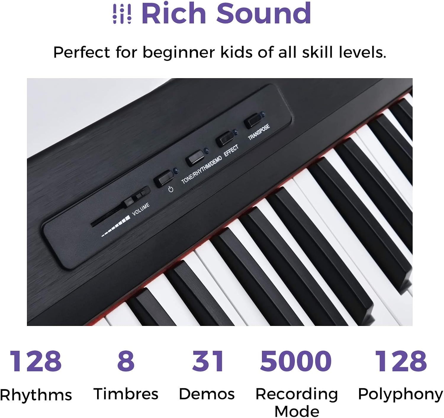 Starfavor 88 Key Digital Piano Beginner Electric Keyboard Full Size with Semi Weighted Keys Dual 30W Speakers SP-10 Bundle include Sustain Pedal, Power Supply, Stand, Piano Stickers