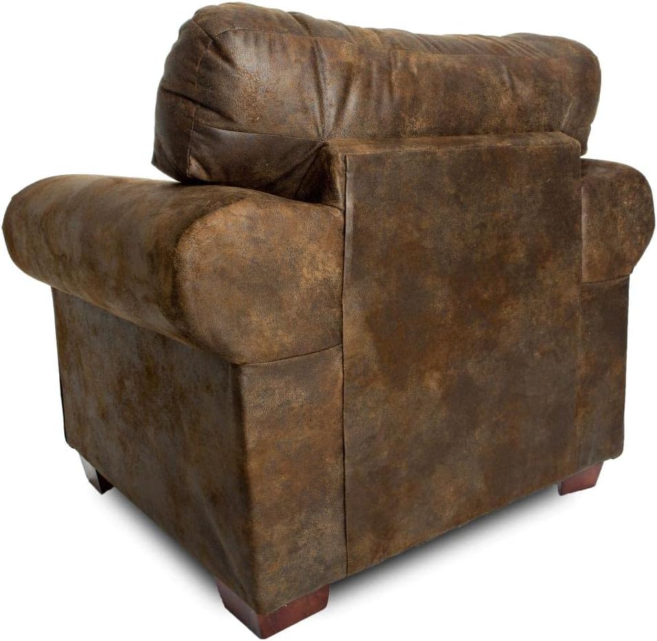 American Furniture Classics Model 8501-00-20 Buckskin Arm Matching Chair and Ottoman, Brown Pinto