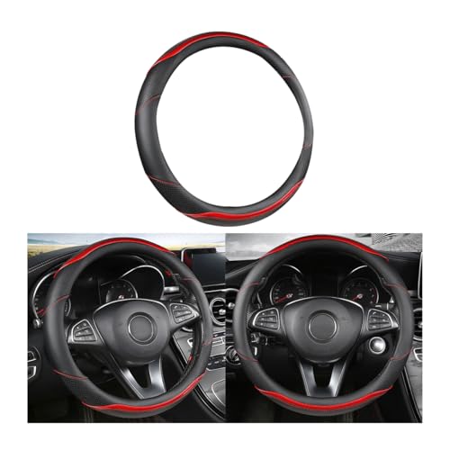 BESULEN Leather Car Steering Wheel Cover, Anti-Slip Breathable for Men Women, Universal 15 Inch, Steering Wheel Cover Protector for Most Cars Trucks, Car Interior Accessories