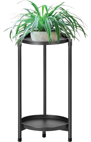3 Tier Plant Stand Indoor Outdoor - Tall Metal Flower Pot Holder Potted Display Rack - Heavy Duty Corner Plant Shelf for Patio Garden Balcony Living Room Bedroom Black