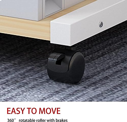 Printer Stand Printer Stand with Wheels, Under Desk Printer Stand, 2 Tier Printer Shelf Printer Copier Stand for Home Office Microwave Rack Shelf