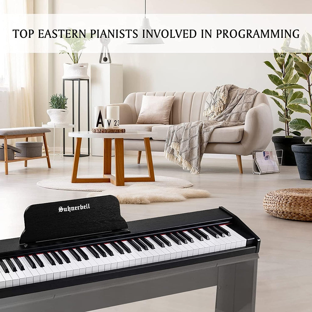 Suhnerbell Digital Piano Keyboard with 88 Key Full-Size Weighted Keys，Electric Piano/Keyboard Set For Beginner, Portable Keyboards Piano with Sustain Pedal(Black)