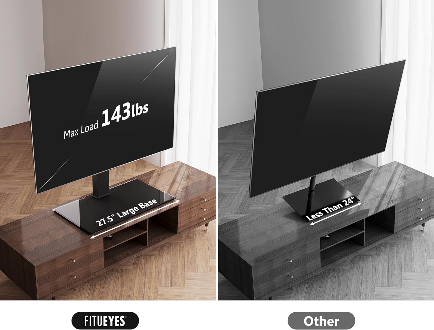 FITUEYES Table Top TV Stand for 50-85 inch TVs and Rolling TV Stand for 32-75 Inch TVs