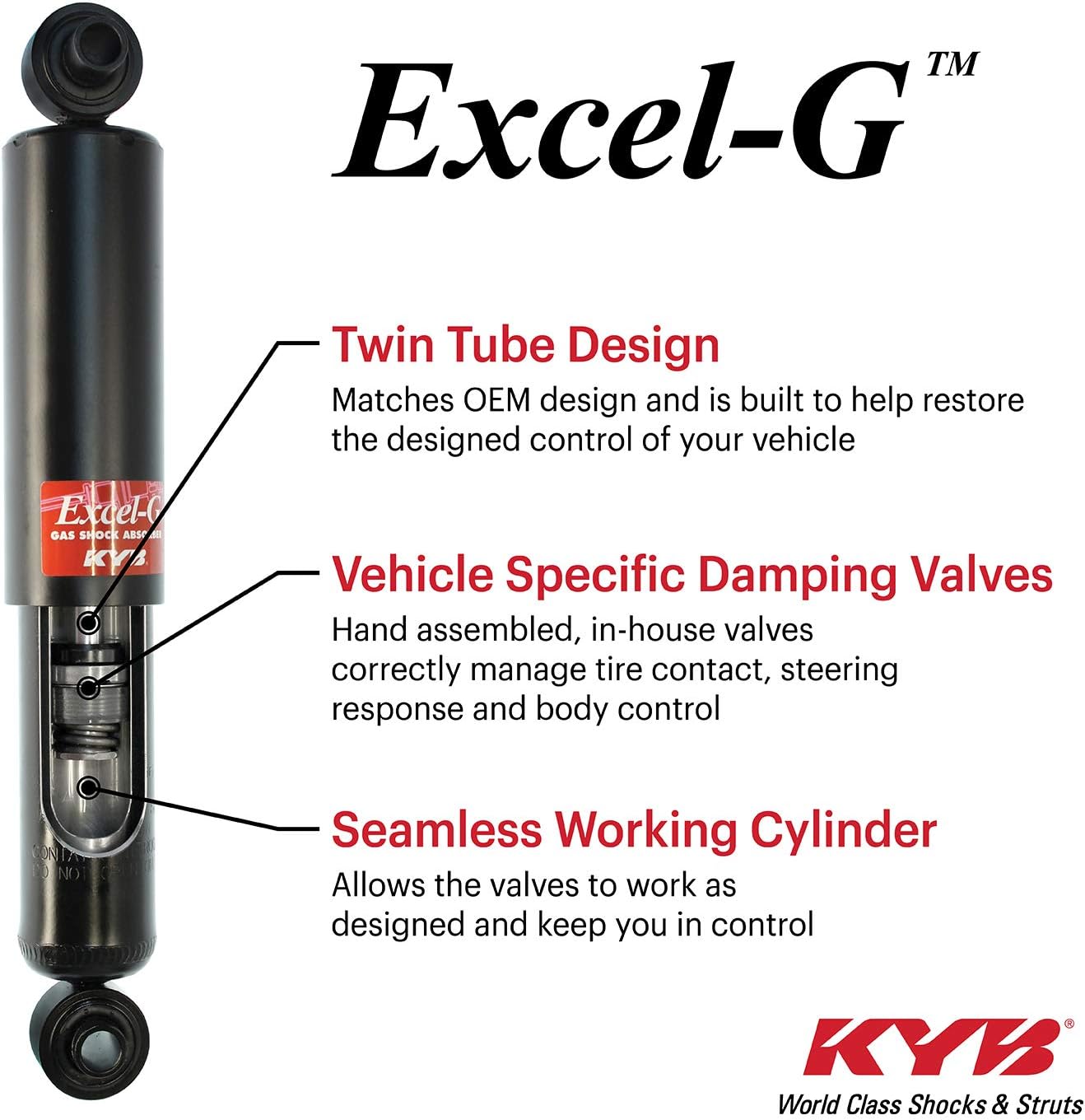 KYB 344381 Excel-G Gas Shock, Black, Silver