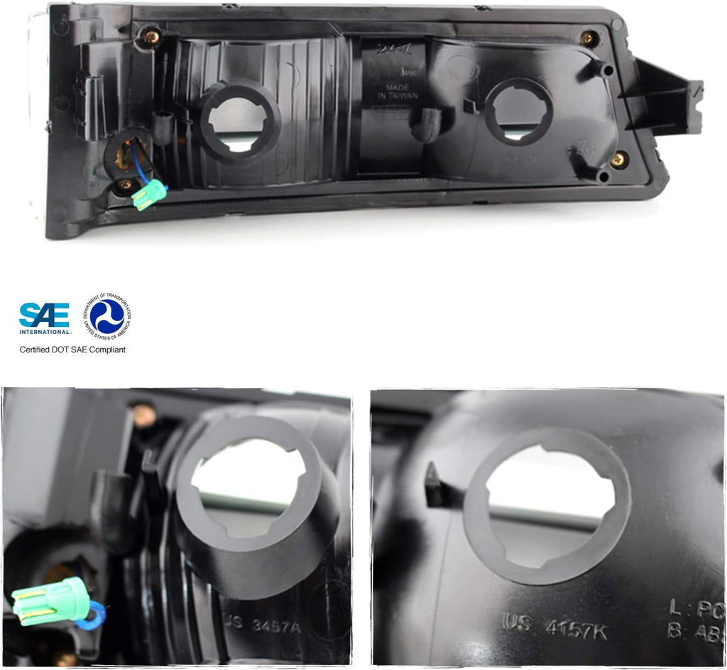 AKKON - For 2003-2006 Chevy Silverado Black Housing Dual Halo Projector Headlights + LED Bumper Signal Lamps