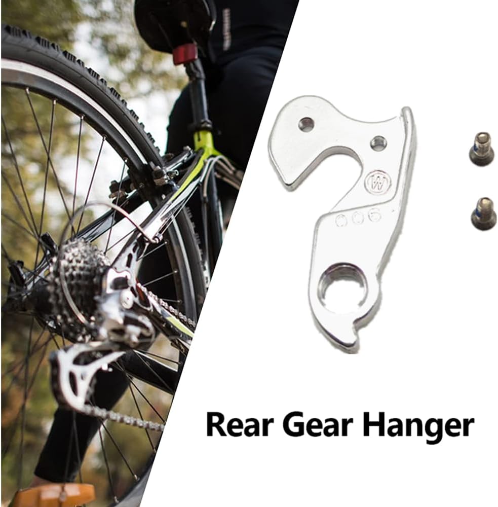 2 PCS Bike Rear Derailleur Hanger Durable Bike Derailleurs Bicycle Rear Derailleur Hanger MTB Road Bike Frame Gear Parts Dropout Adapter WG008-SL Silver 2.24x1.38''