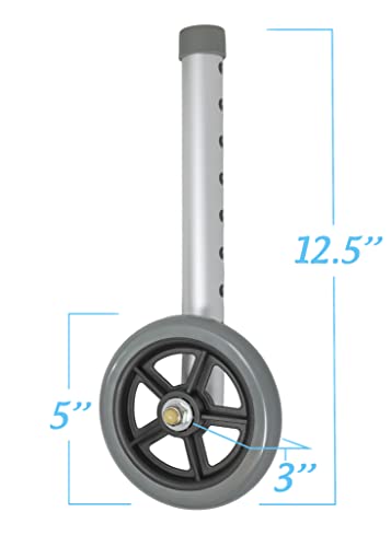Walker Wheel Kit: 5 Inch Sport Wheels and Glide Caps (Gray)