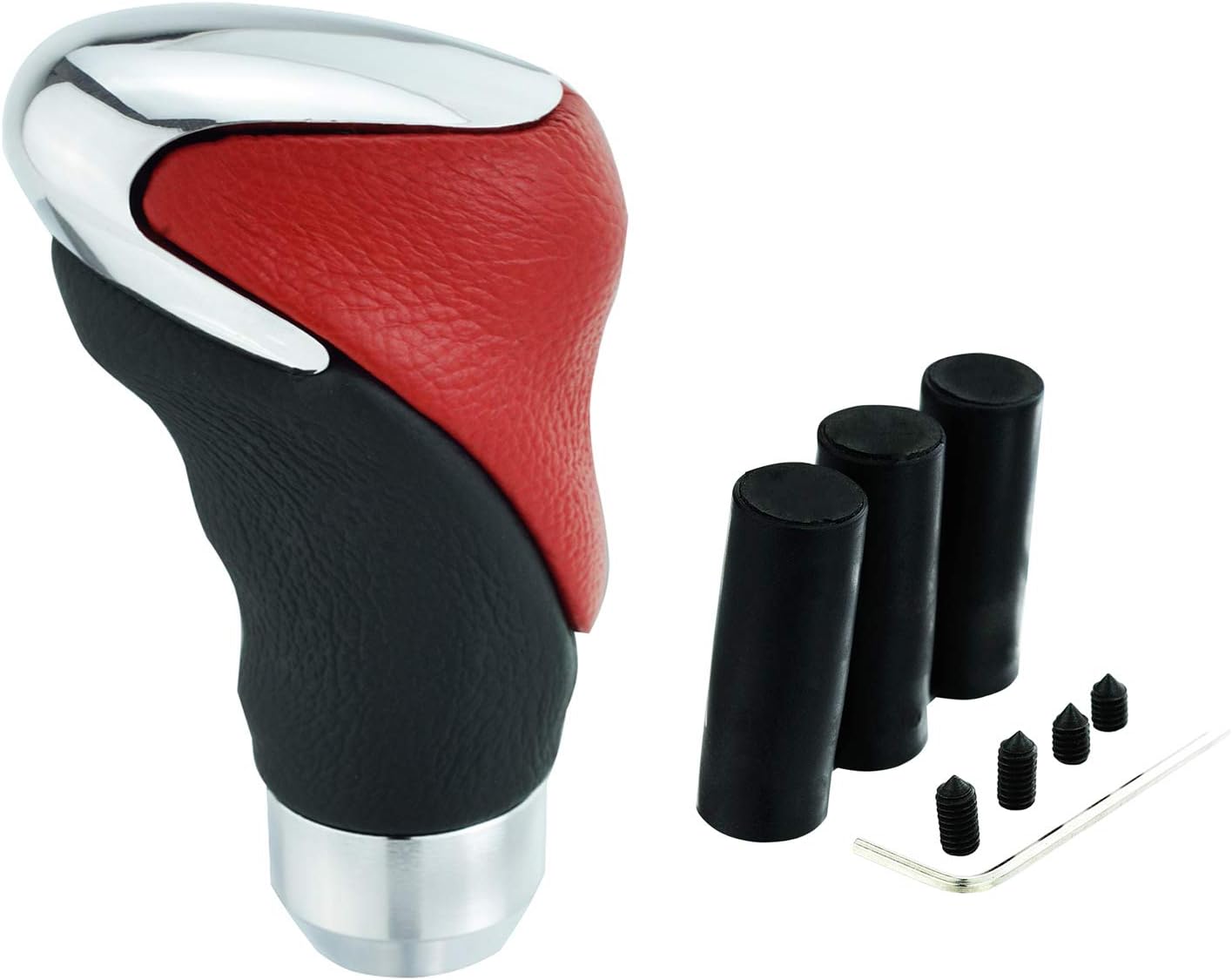 Abfer Knob Shifter Car Shifting Gear Stick Head Replacement Leather Shift Knob for Most Manual Vehicles, Red