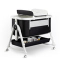 4 in 1 Baby Bassinet, Bassinet Bedside Sleeper with Wheels and Storage Basket, Adjustable 7 Heights Bedside Sleeper with Changing Station, Breathable Mesh Rocking Bassinet for Baby/Newborn