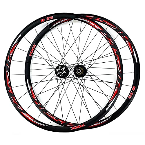 700C Road Bike Wheelset Cyclocross Road Disc Brake Wheel V/C Brake Double Wall Quick Release 7 8 9 10 11 Speed Freewheel 24 Holes 1700g