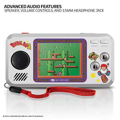 My Arcade Pocket Player Handheld Game Console: 3 Built In Games, Pac-Man, Pac-Panic, Pac-Mania, Full Color Display, Speaker, Volume Controls, Headphone Jack, Battery or Micro USB Powered, Yellow