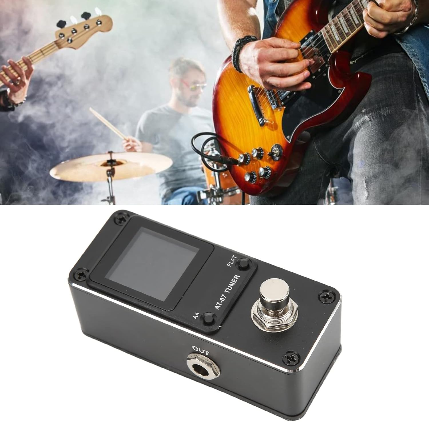 Guitar Phaser Effect Pedal, Electric Bass Tuner Pedal Tuner Pedal Mini Single Type Pedals Monoblock Phaser Pedal for Electric Guitar Built in 9V 300mAh Battery Metal Black
