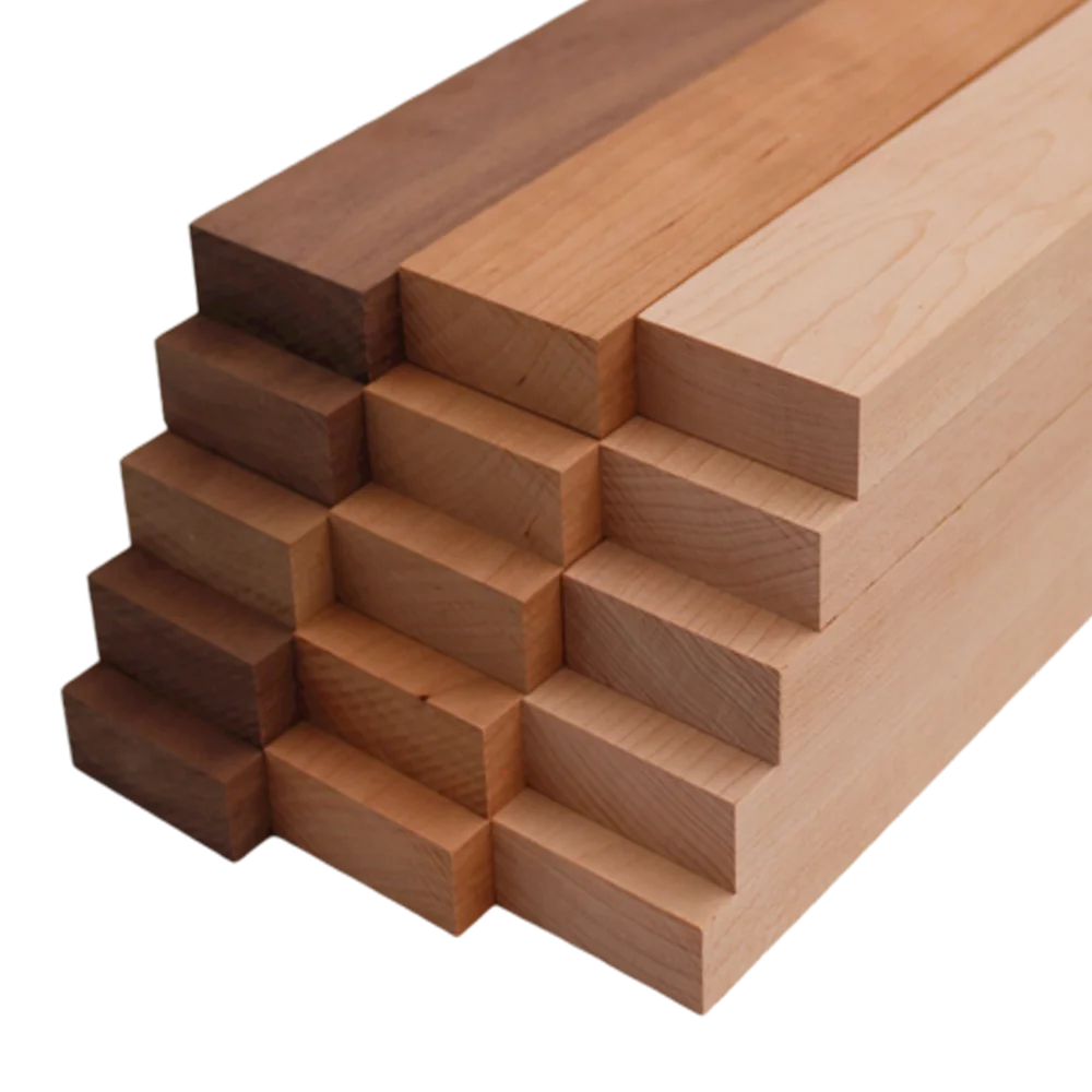Domestic Variety Pack 5 Walnut, 5 Maple and 5 Cherry Boards - 3/4" x 2" (15Pcs)