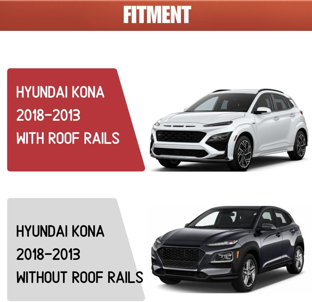 Roof Rack Cross Bars Fit for Hyundai Kona 2018-2023 Black Cargo Carrier Bag Luggage Kayak Bike Snowboard Skiboard